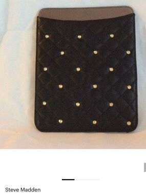 Steve Madden Black Quilted Tablet Sleeve with Gold Studs